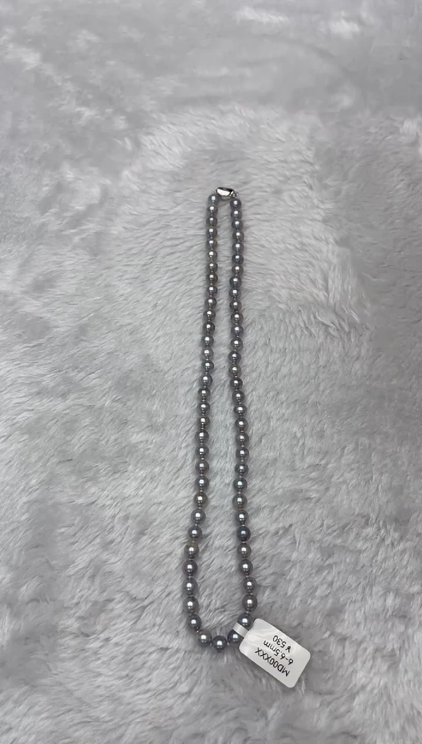 海水珍珠银S925镶嵌项链AK真多麻6-6.5mm