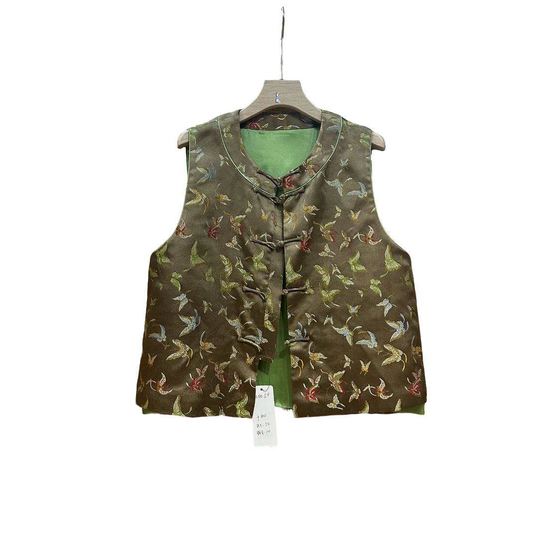 锦缎蝴蝶马夹春款