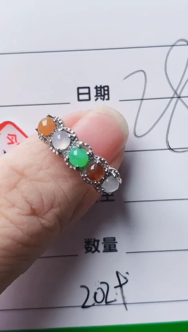 银S925镶嵌戒指翡翠2029