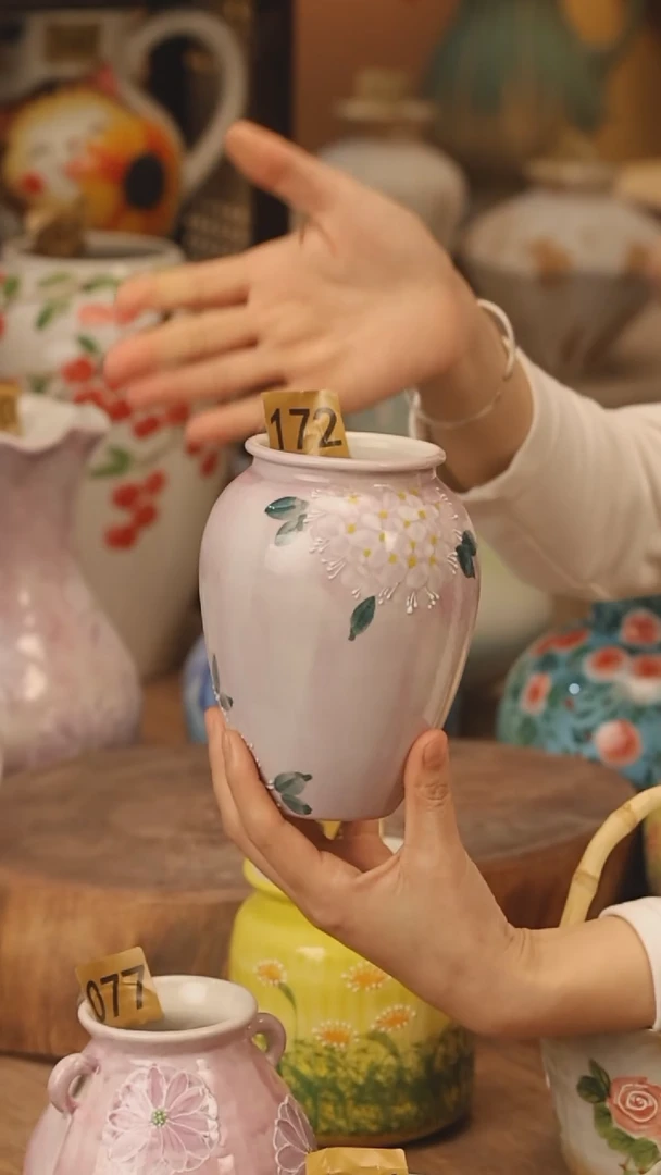 陶瓷景德镇设计师手作花器摆件侘寂风@M172@