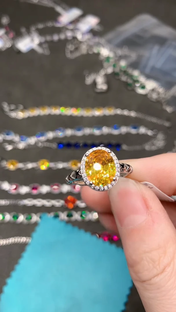 【闪购商品】彩色蓝宝石戒指银S925镶嵌.....