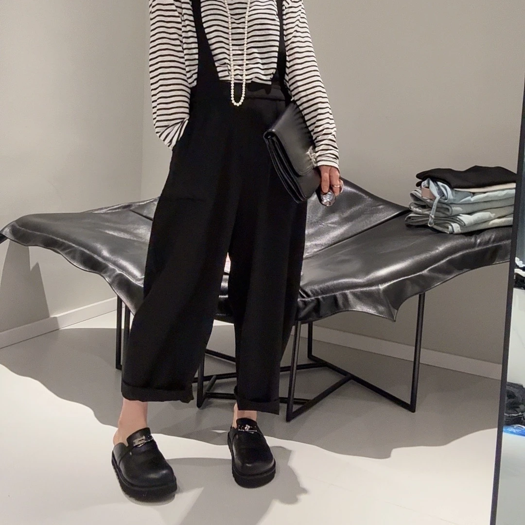 FANYE 2025春夏新款极简百搭九分背带裤25181