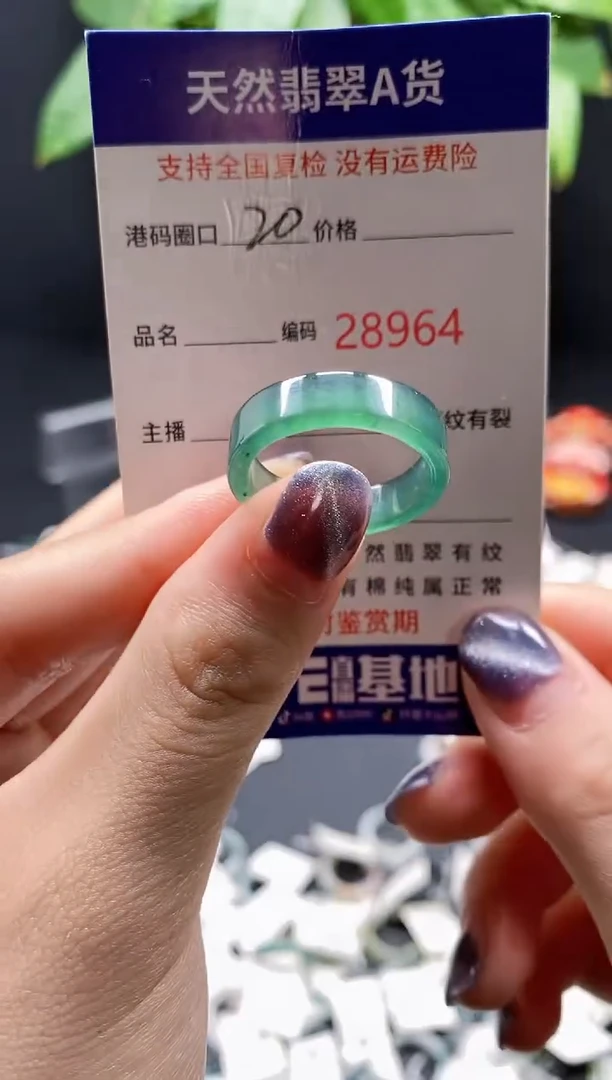 翡翠戒指未镶嵌 天然翡翠戒圈8964