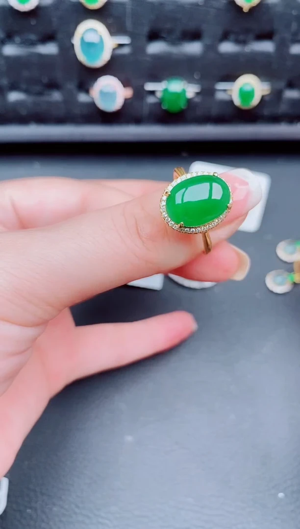 翡翠戒指银S925镶嵌天然a货翡翠213