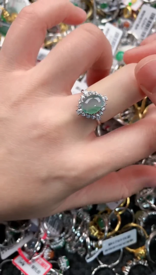 银S925镶嵌戒指翡翠111   1
