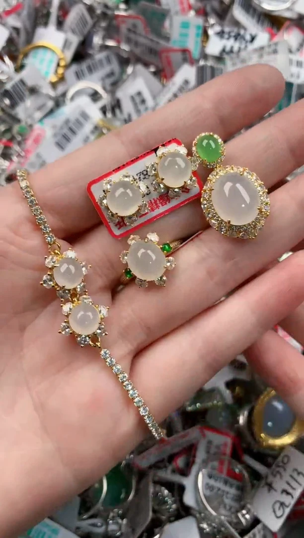 银S925镶嵌戒指翡翠555   5