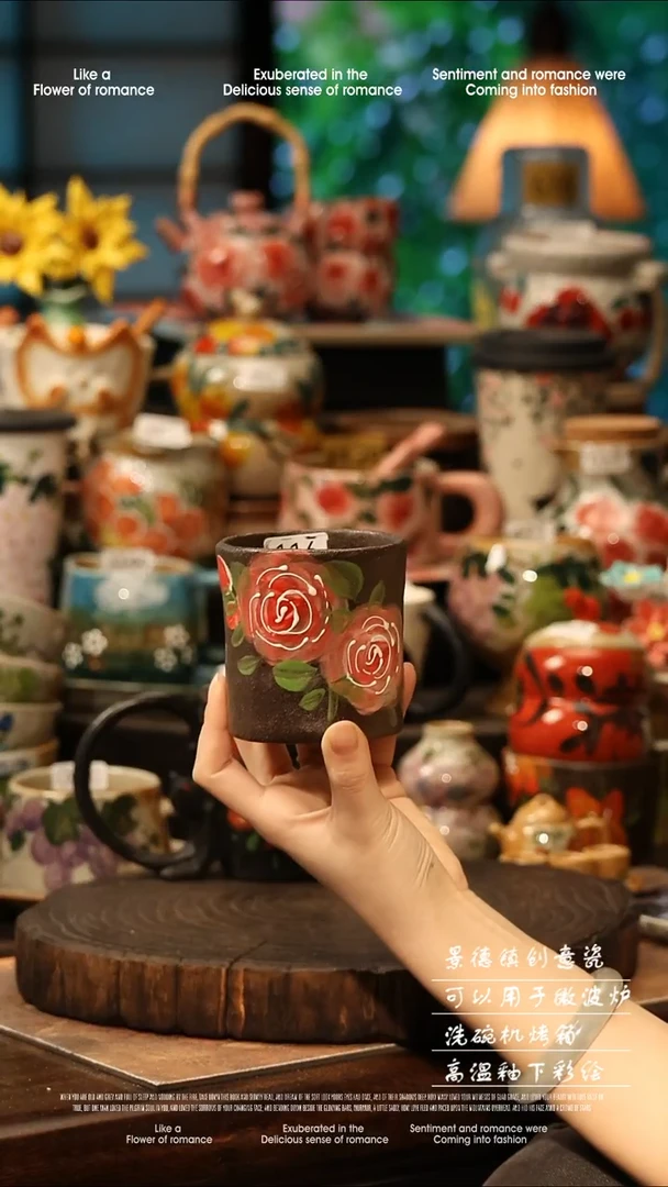 陶瓷景德镇高温釉下彩手工手绘款式@A0116@