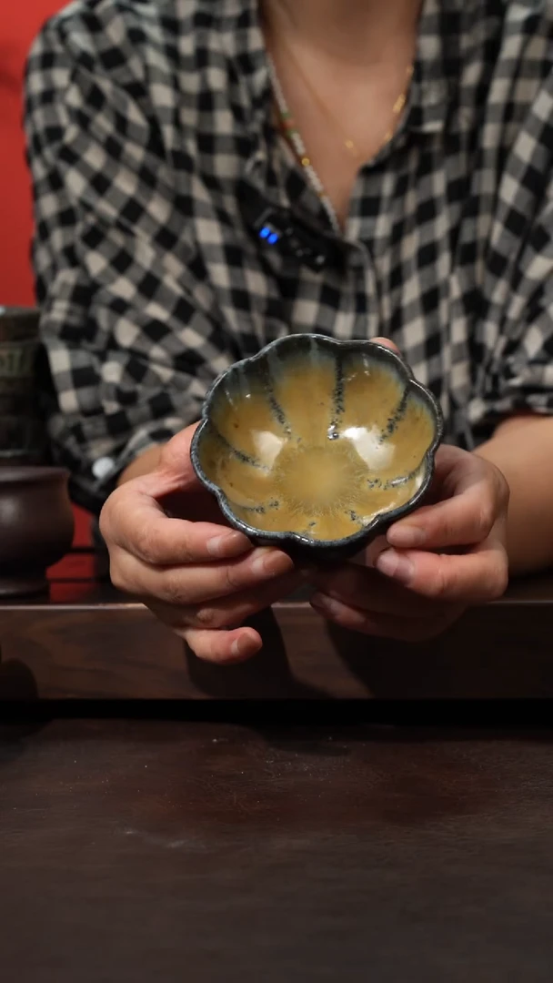 茶壶紫砂柴烧八瓣海棠杯