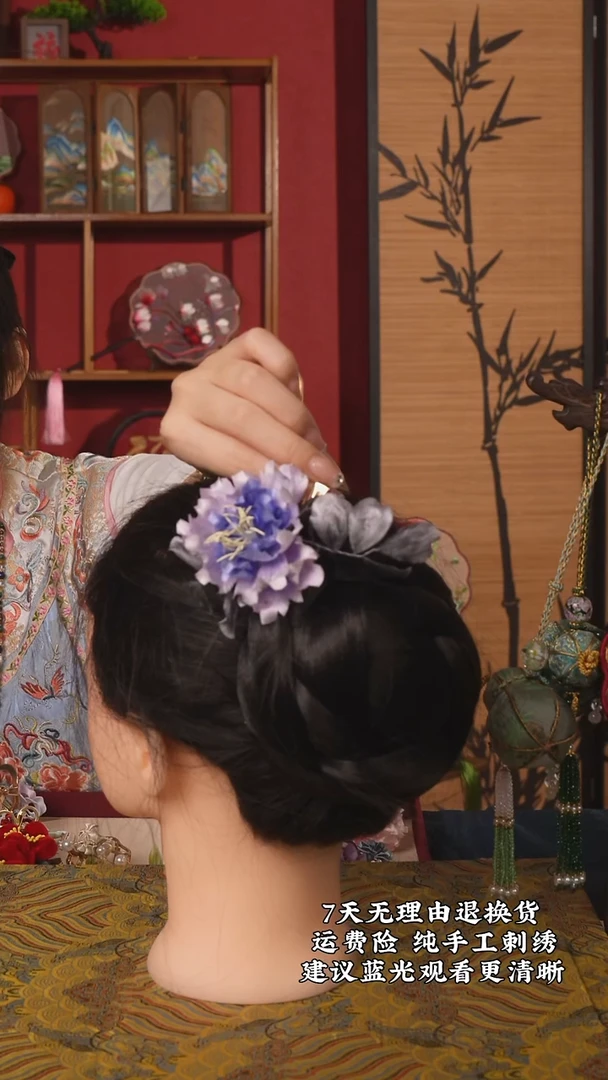 织绣68   非遗绒花纯手工发夹