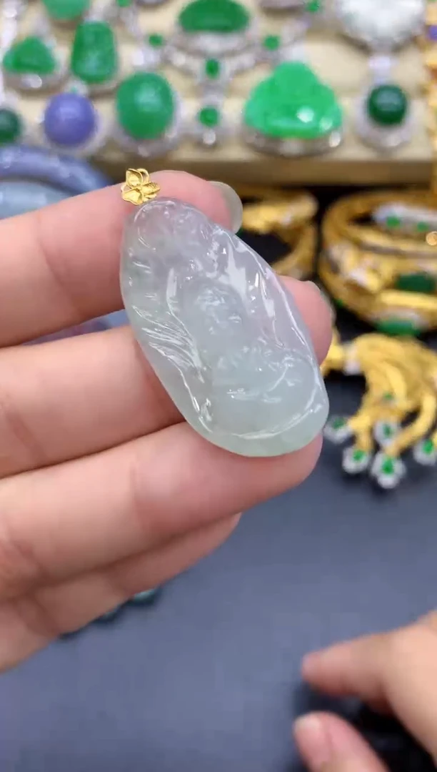 颈饰18K金镶嵌翡翠103-中国好珍宝