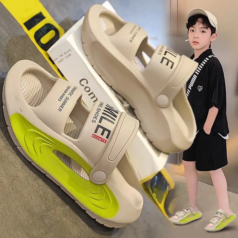 36I°C断码儿童夏季软底拖鞋防滑沙滩鞋外穿大童凉鞋男孩休闲耐磨