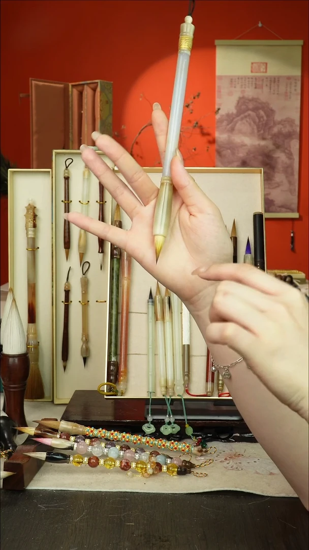 136号闪孤品高货毛笔链接 清水试笔 蘸墨不退