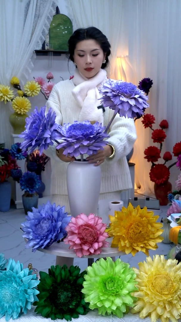 永生洋蓟紫罗兰3头【叶片有伤花心乱】9301