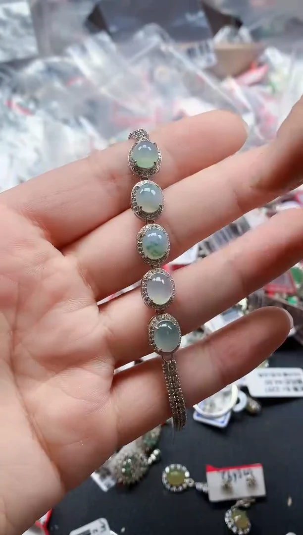 银S925镶嵌戒指翡翠天然A货缅甸翡翠