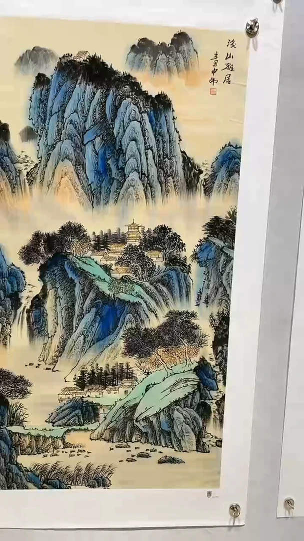 绘画梁申伟老师国画作品-【溪山雅居】