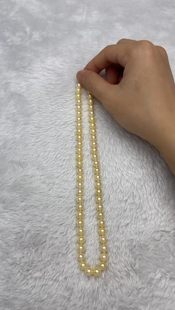 项链银S925镶嵌海水珍珠AK羽皇金7-7.5mm