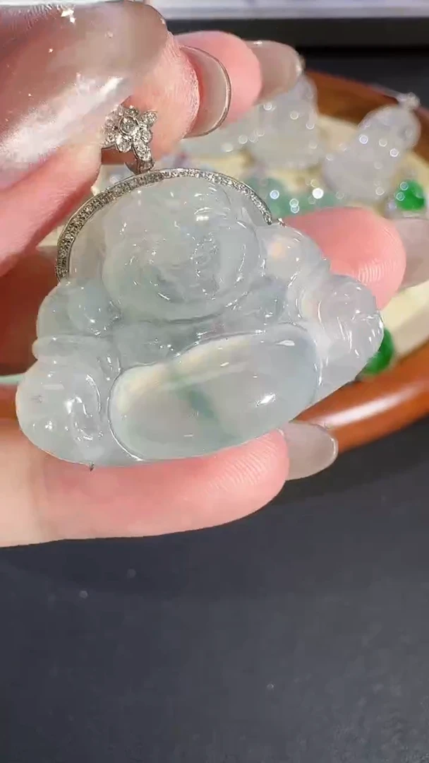 翡翠18K金镶嵌吊坠(不含链)【源头工厂】钻石镶嵌