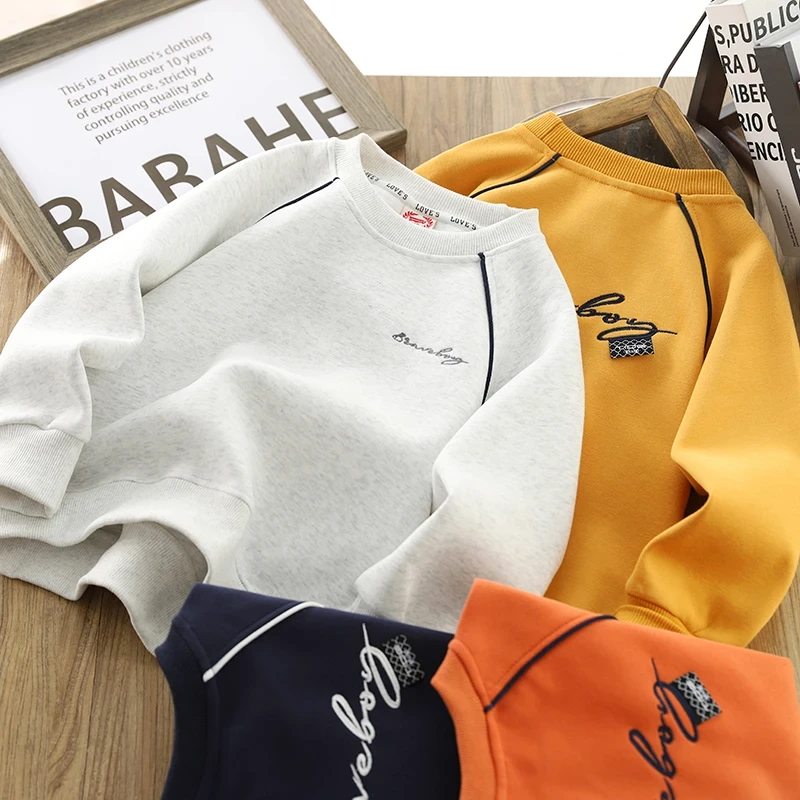 2025年男字母春秋卫衣上衣春季打底圆领印花长袖男童宽松中大童