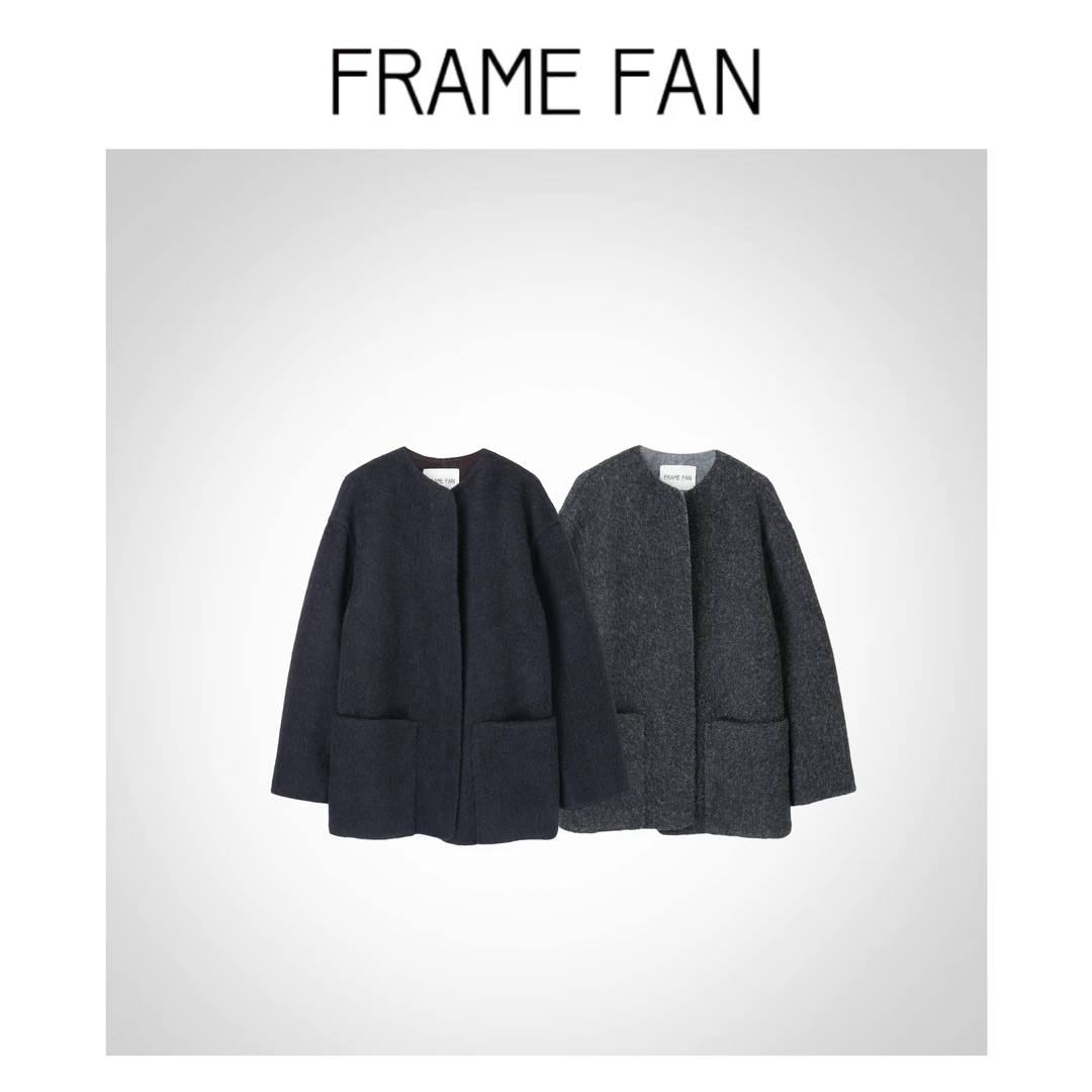 【FRAME FAN】复古老钱拼色意大利羊驼毛混纺短大衣 理性消费