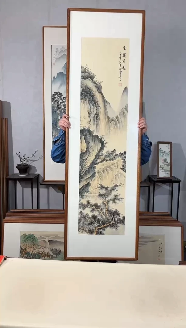 国画手绘*云岭归逸*52*172cm带框发货