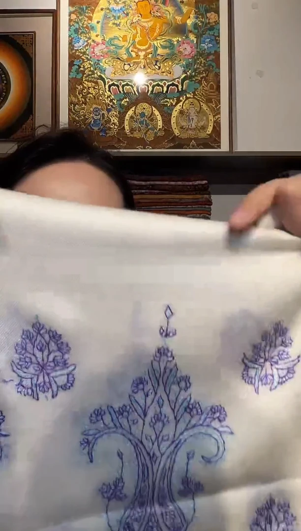 山羊绒尼泊尔进口围巾披肩手工手绣山羊绒200*70cm