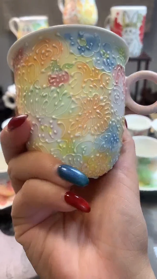 一味*手绘*繁花杯