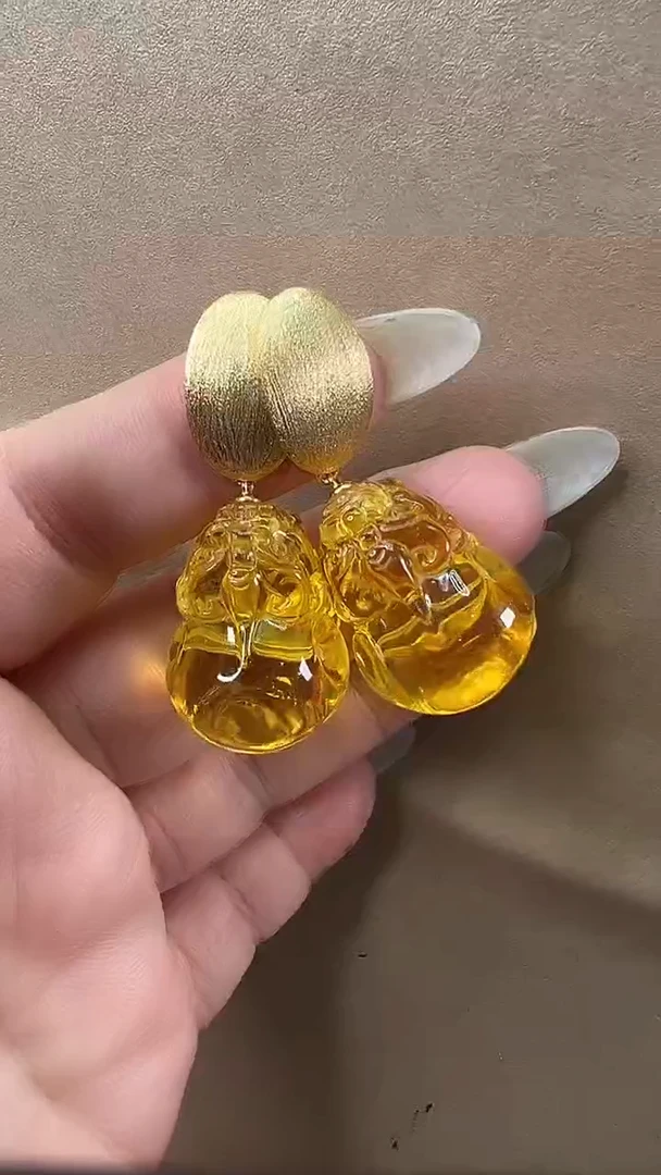 琥珀颈饰未镶嵌耳环