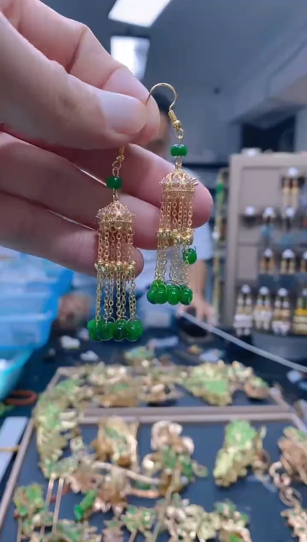 【闪购商品】翡翠耳饰合金97翡翠耳钩