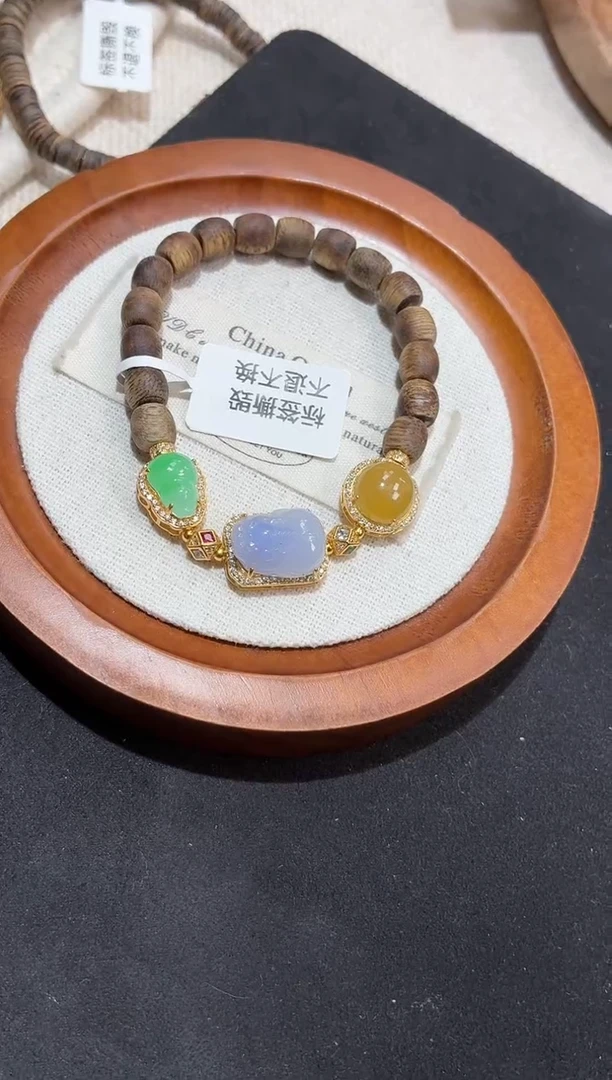 吊坠(不含链)银S925镶嵌翡翠手串