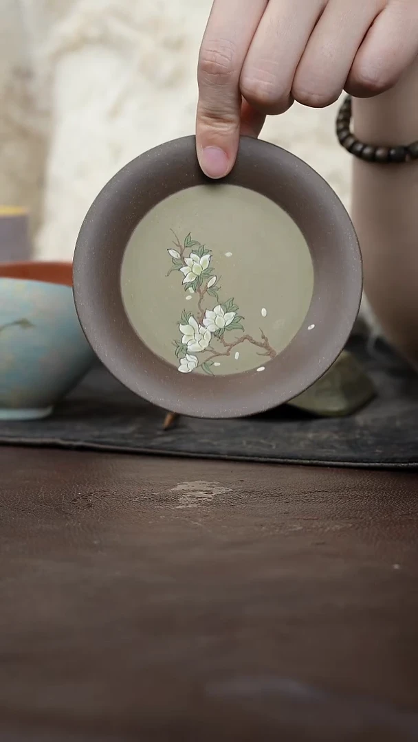 九隐茶器双色粉浆杯垫