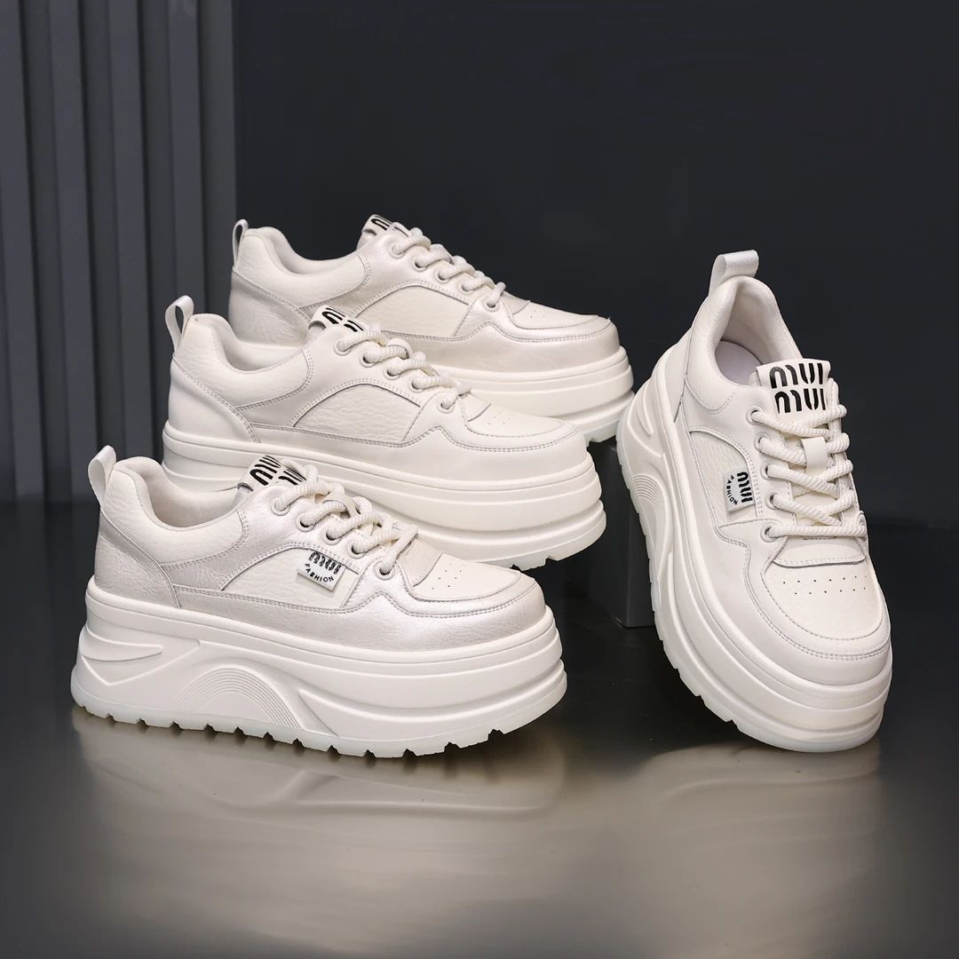 殊彩6cm厚底增高小白鞋女2025秋季新百搭休闲板鞋轻便软底运动鞋