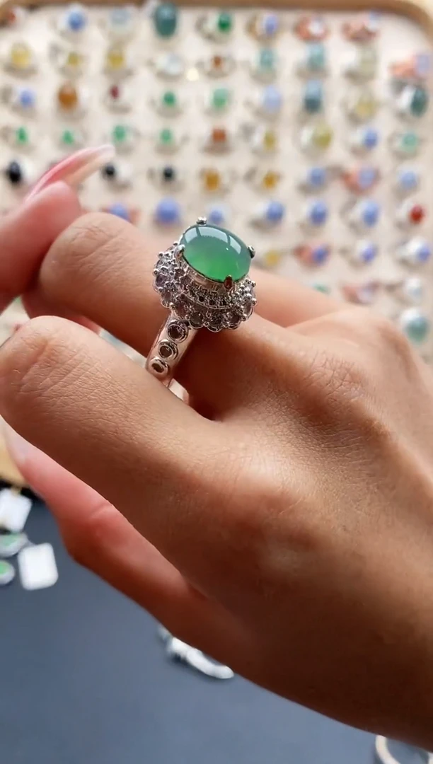 【闪购商品】翡翠戒指未镶嵌缅甸天然A货翡翠333 3+8