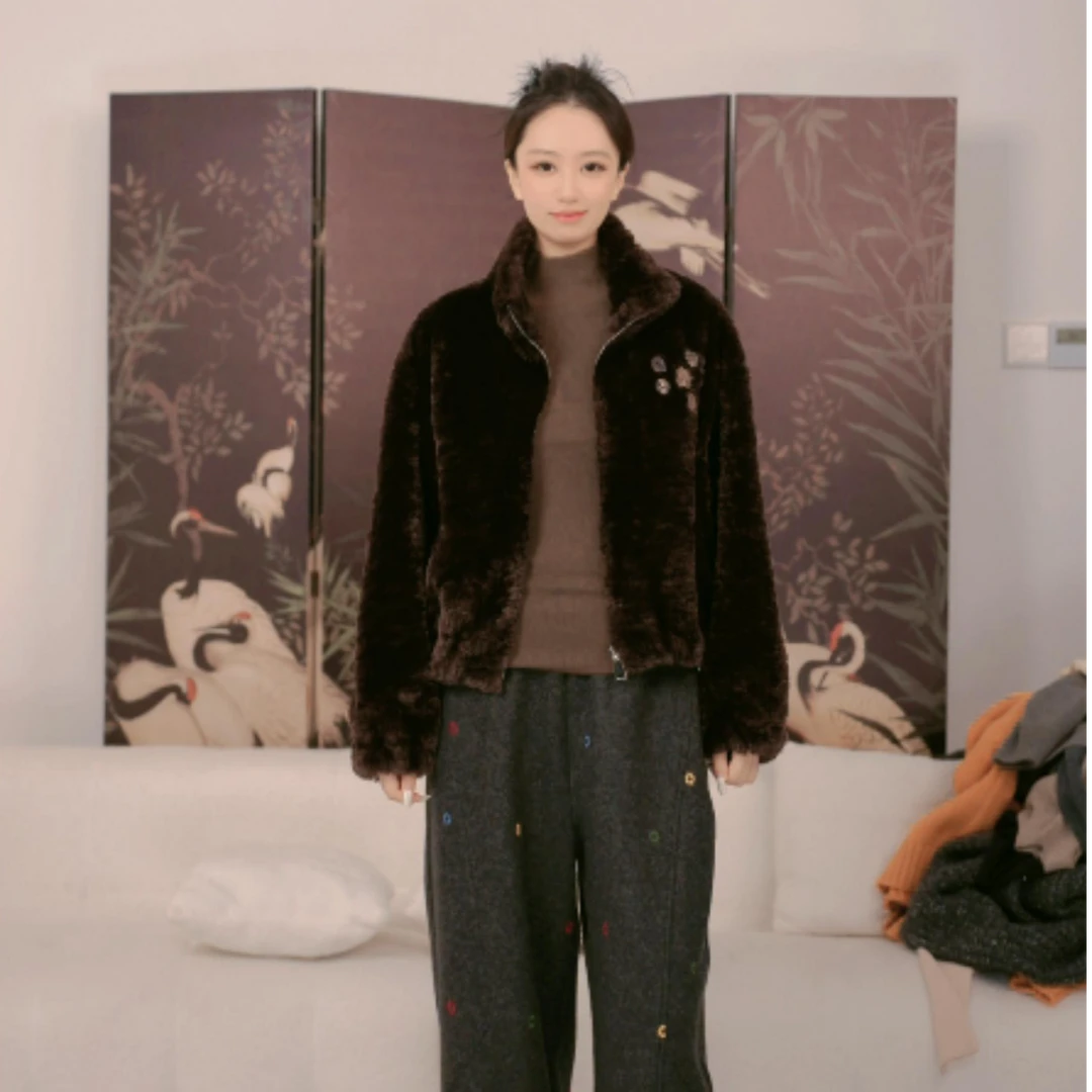 [青禾] 秋冬设计师轻奢休闲纯色环保皮草