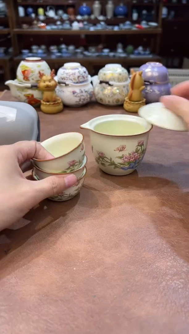 真的很便宜超好看会开片的旅行茶具