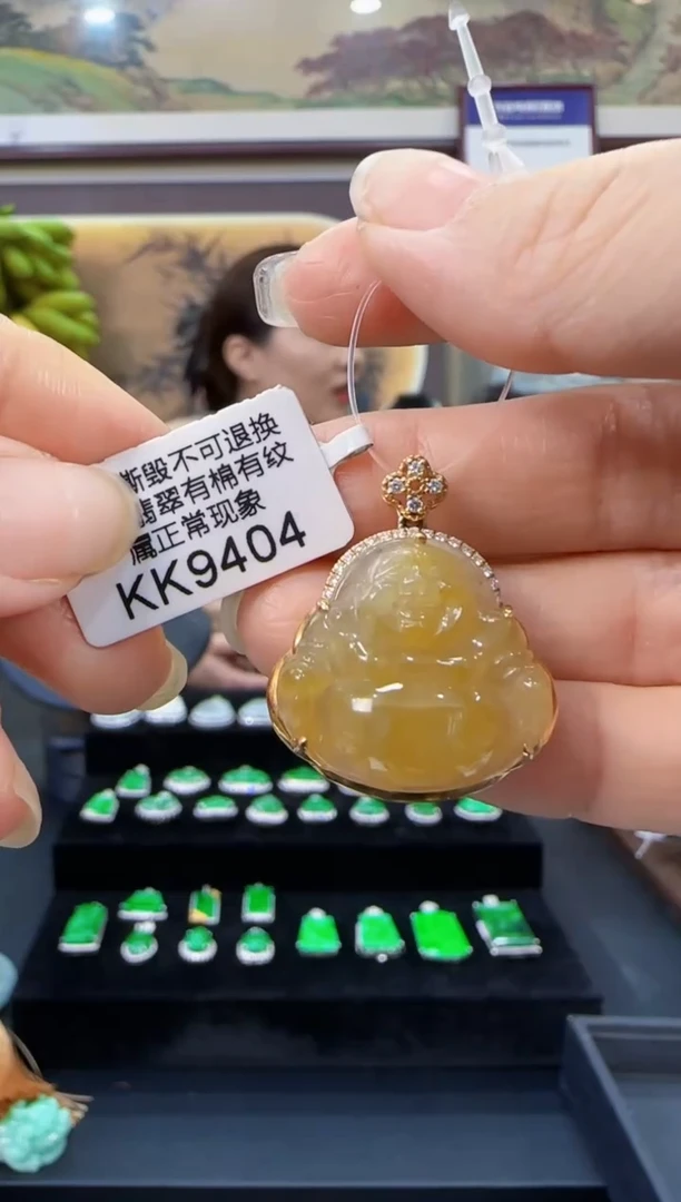 颈饰18K金镶嵌翡翠KK9404  佛公