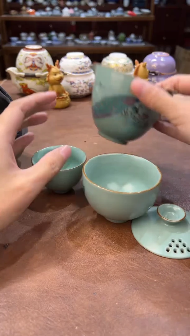 真的很便宜超好看会开片的旅行茶具