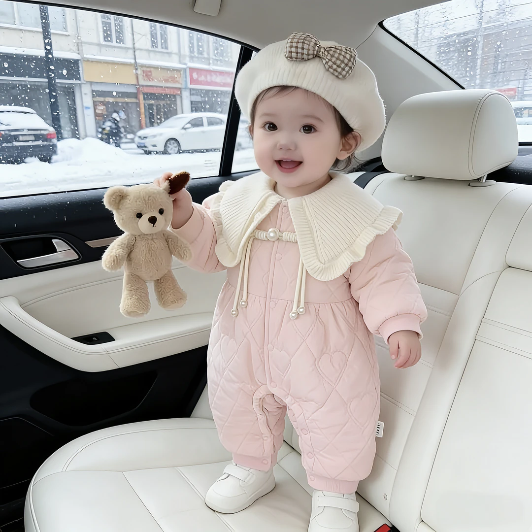 婴儿衣服冬装超萌珍珠公主夹棉保暖棉服洋气女宝宝冬季外出服