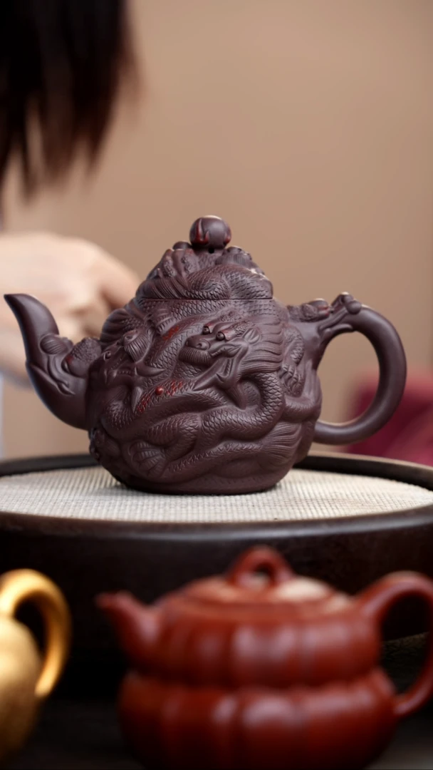 茶壶紫砂紫泥九龙壶