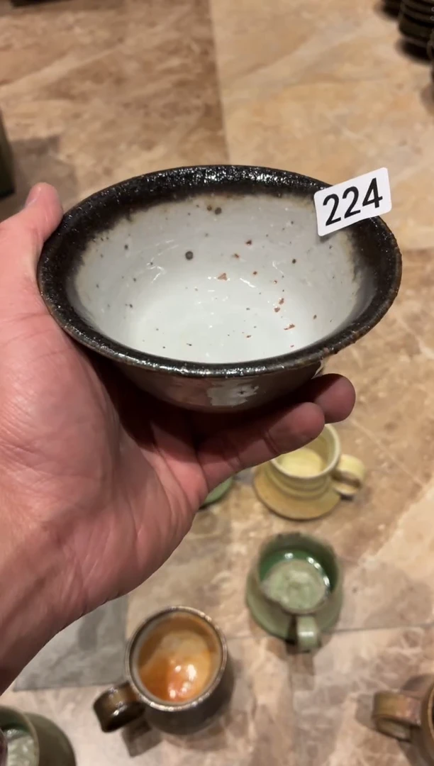 瓷?224柴烧雪志野小碗1个