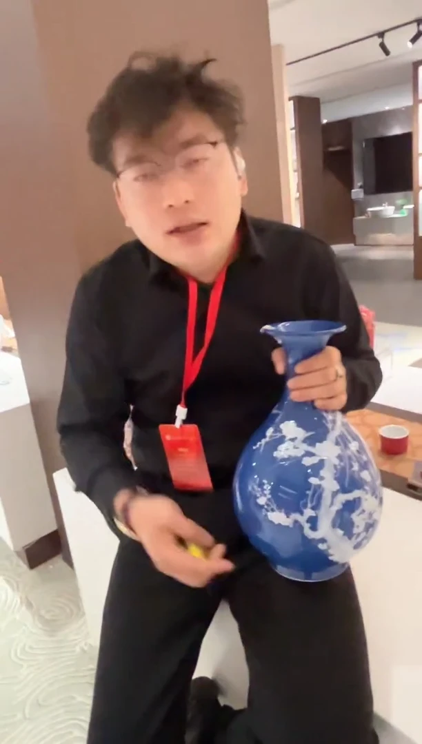 【闪购商品】瓷片景德镇陶瓷堆白深蓝玉壶春