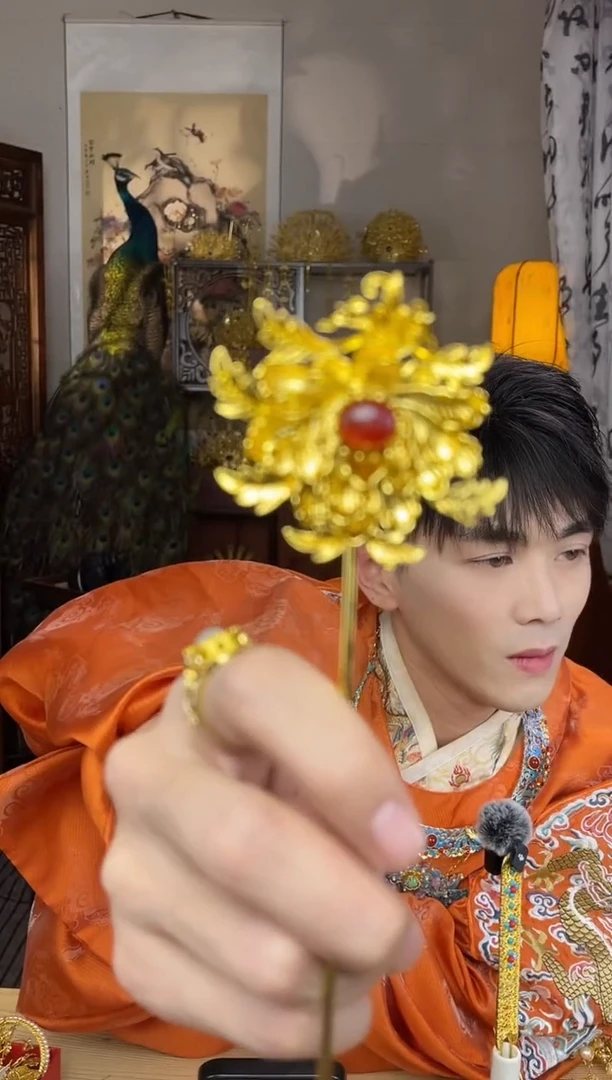 铜合金无富贵牡丹簪一支