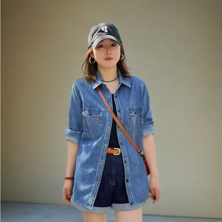 【QQNZ】衬衫外套女款秋季上衣长袖宽松显瘦时尚衬衣复古叠穿女装