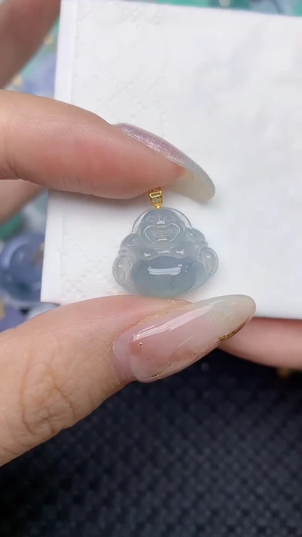 颈饰18K金镶嵌翡翠天然缅甸翡翠a货百元以上9元证书费自理