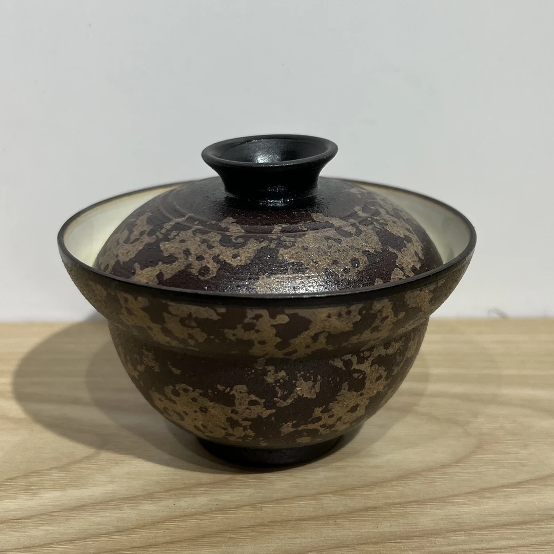 闻兮茶器品香论道复古柴烧窑变盖碗葫芦泡茶碗