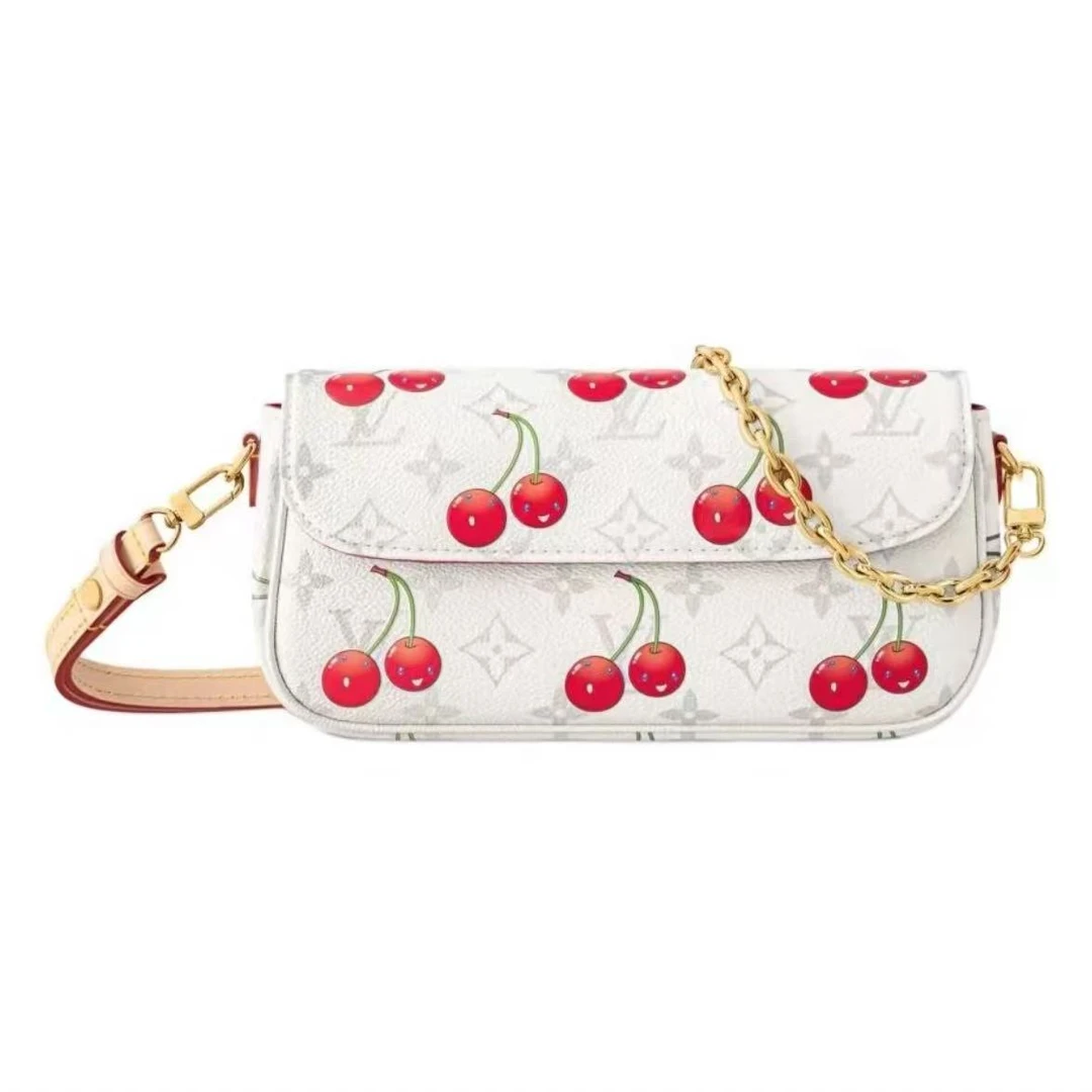 未使用 LouisVuitton/路易威登 小花6枫 樱桃系列 IVY 白色斜挎包