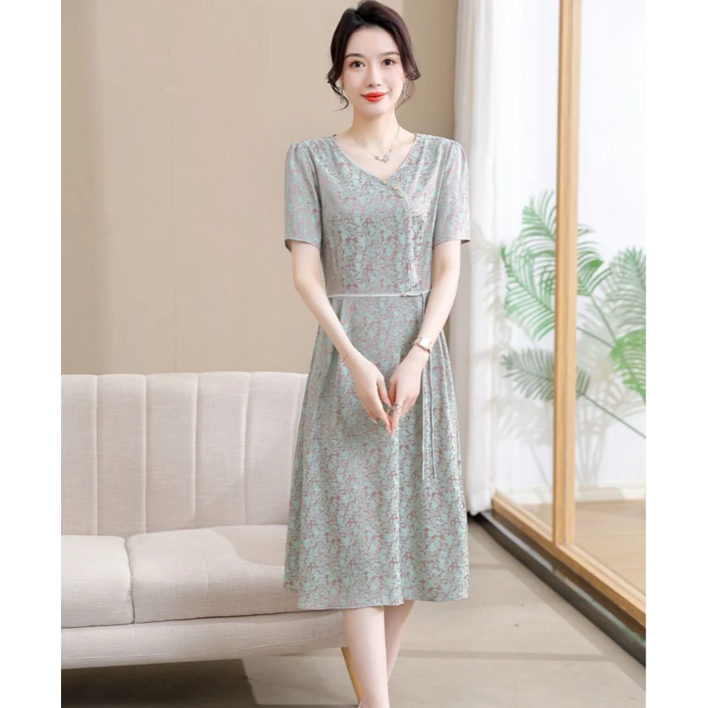 【撤柜断码甩】M1612女装连衣裙气质时尚夏季休闲百搭中长款裙子