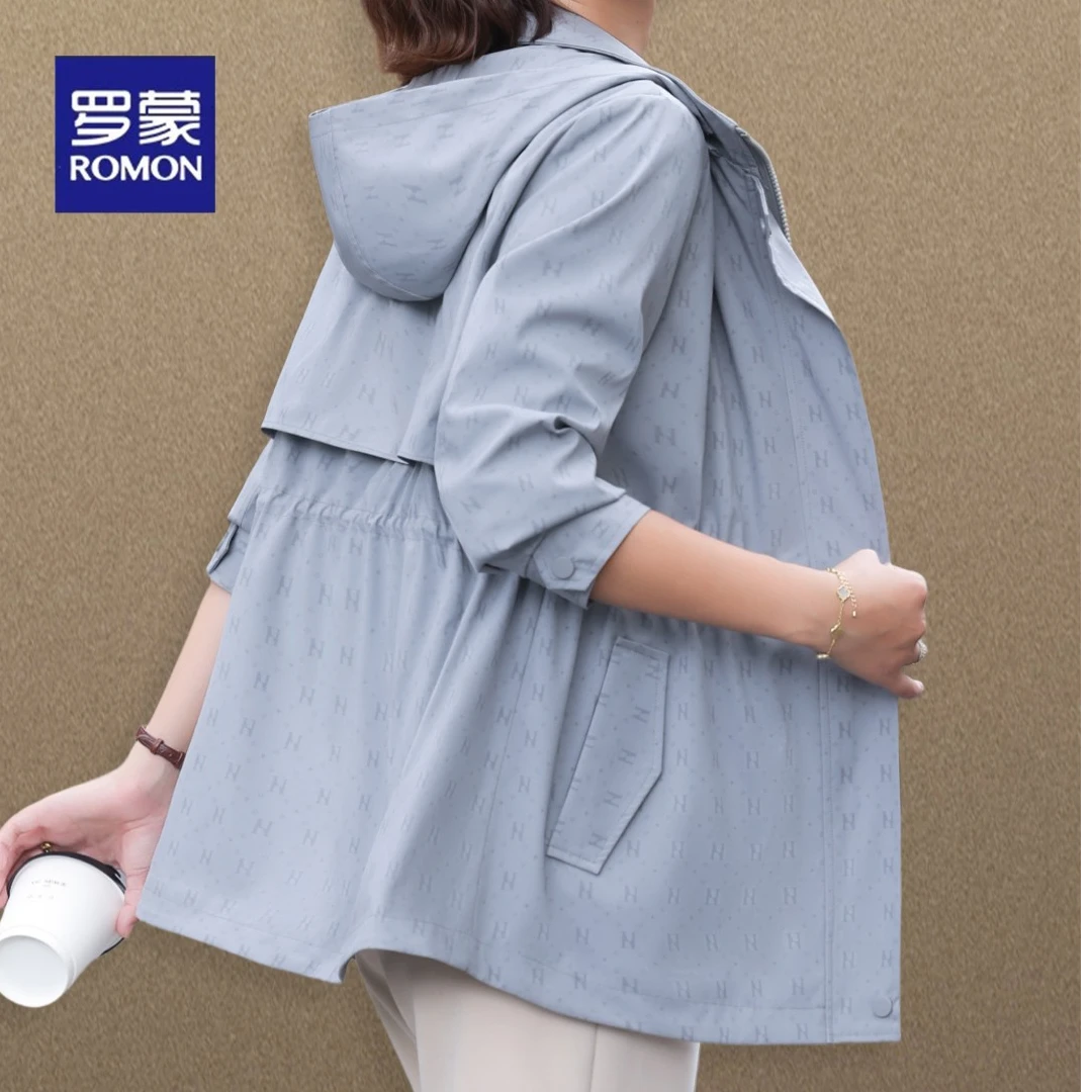 罗蒙中老年女装春秋外套2025新款妈妈春装风衣贵夫人品牌上衣大码
