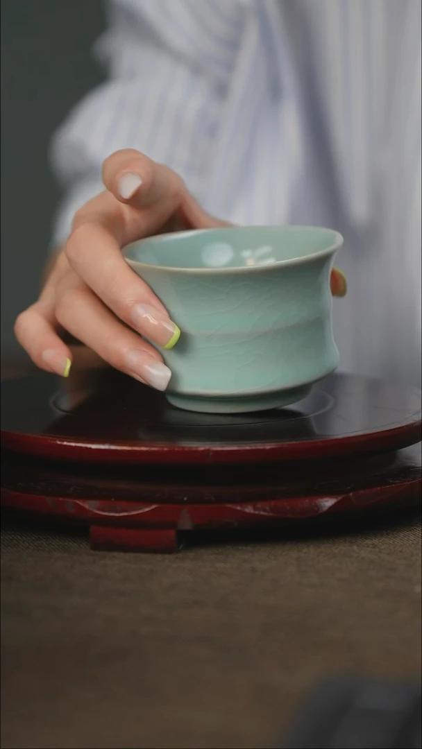 支钉烧 竹节杯 带底款