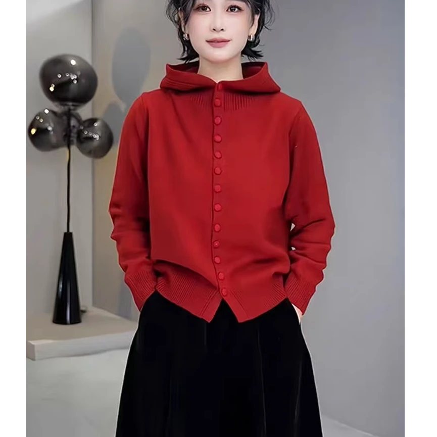 秋冬高领毛衣气质百搭秋冬长袖时尚连帽毛衣宽松百搭韩版小个子