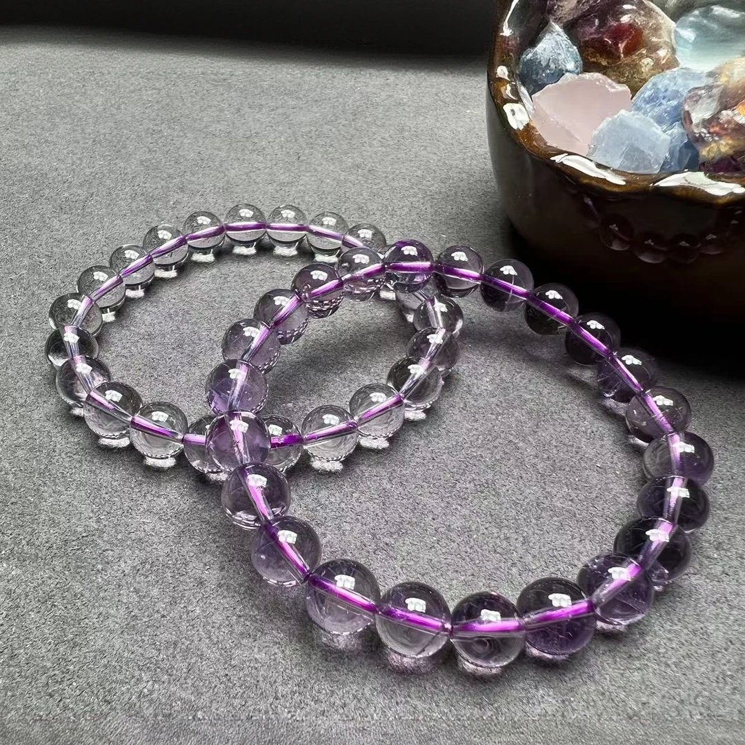 A92  天然紫水晶高冰透体单圈手串高级精致小清新款【多样性发一】
